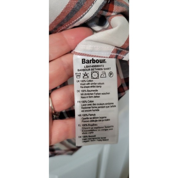 Barbour Bethwin Shirt In Cloud Check White Red Pink Size US 4 New - Picture 8 of 8